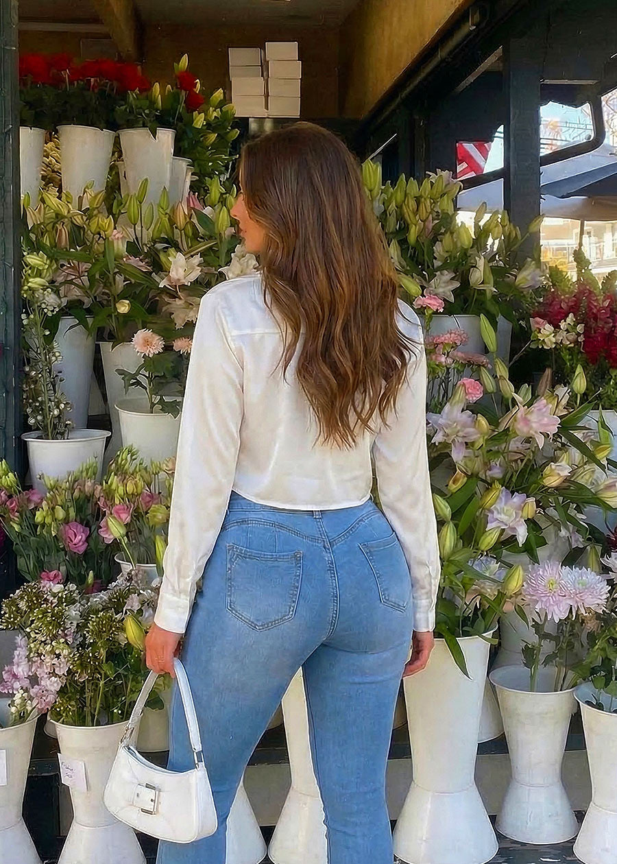 Butt Lift Mid Rise Stretch Skinny Jeans Light Wash