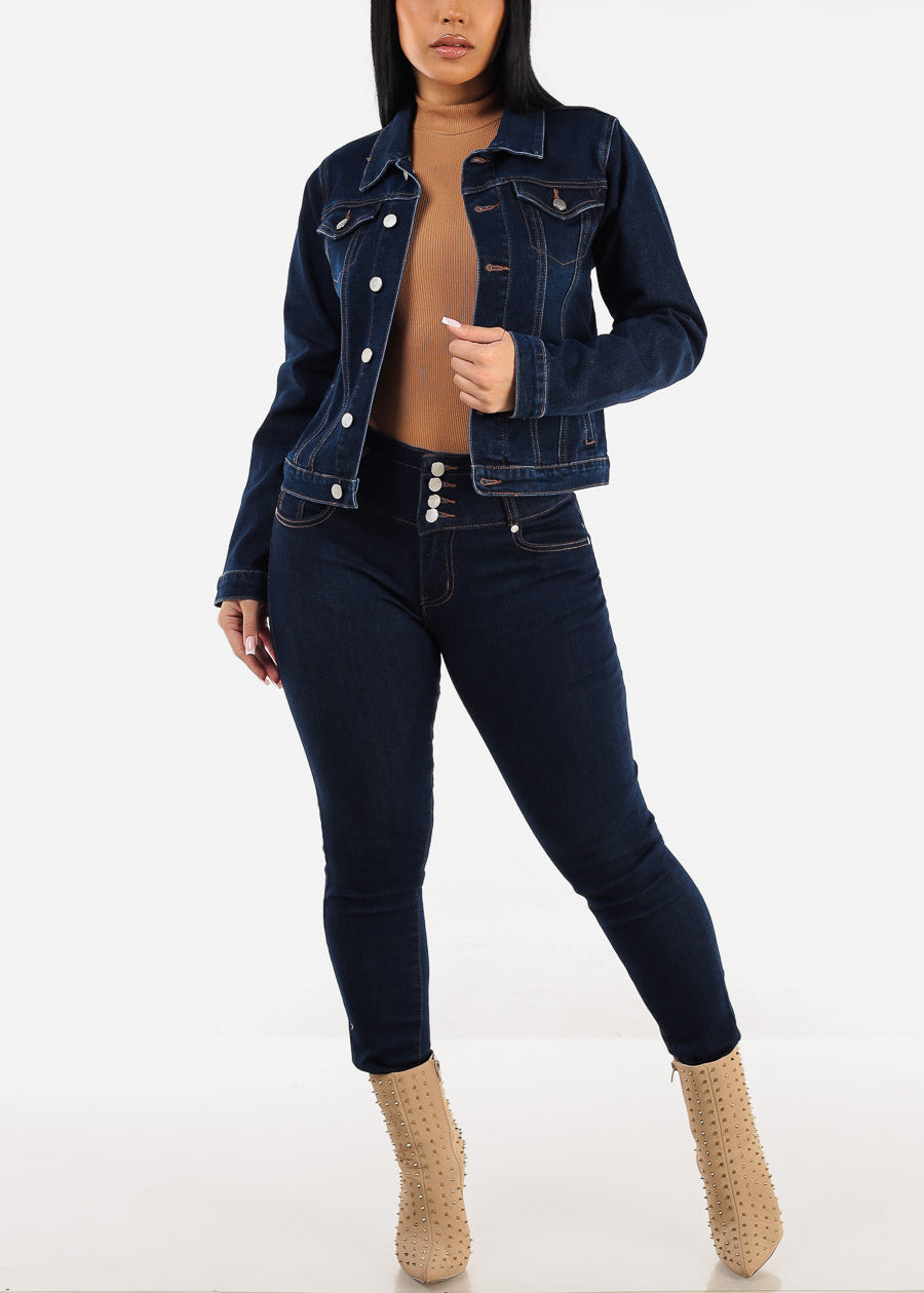 Butt Lift High Waist Dark Skinny Jeans