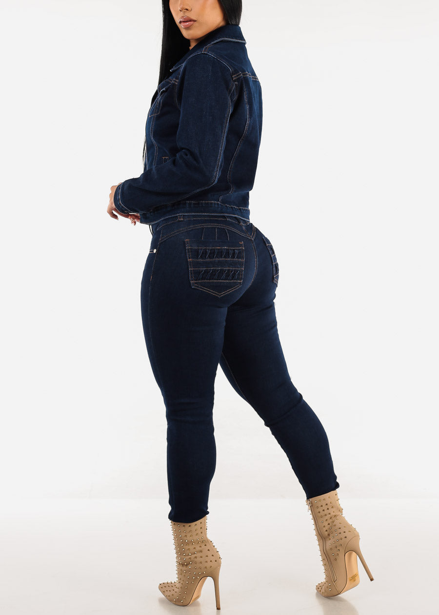 Butt Lift High Waist Dark Skinny Jeans