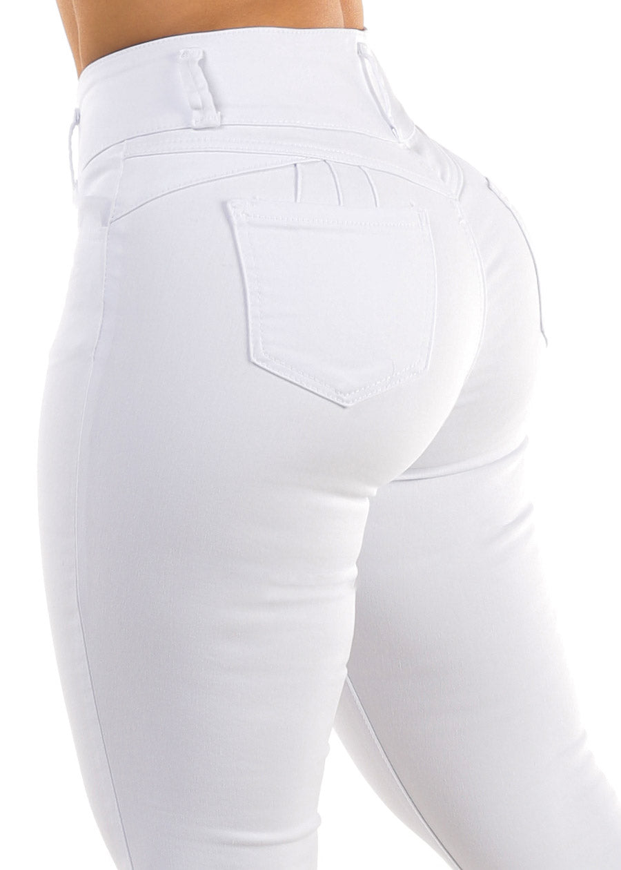 Butt Lifting High Waist White Levantacola Skinny Jeans