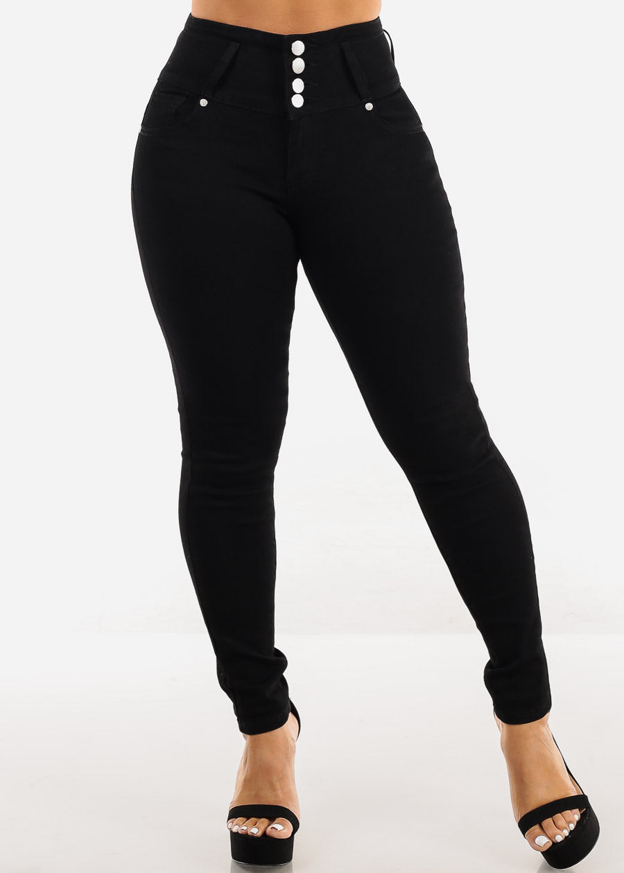 Butt Lift High Waist Black Skinny Jeans