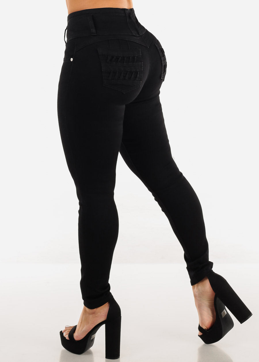 Butt Lift High Waist Black Skinny Jeans