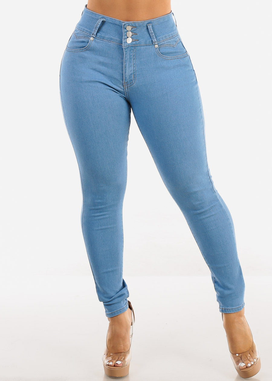 Butt Lift High Waist Skinny Jeans Light Blue