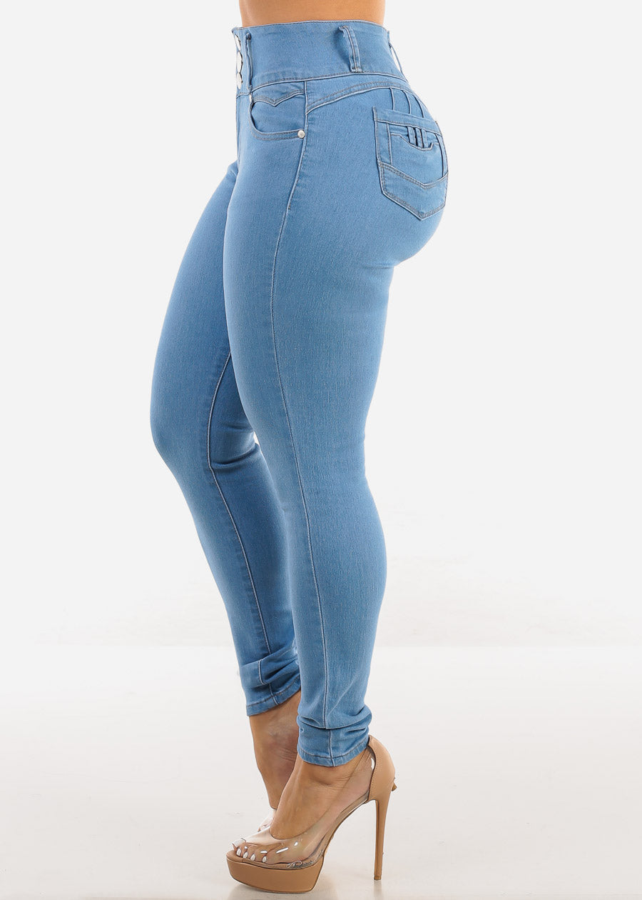 Butt Lift High Waist Skinny Jeans Light Blue