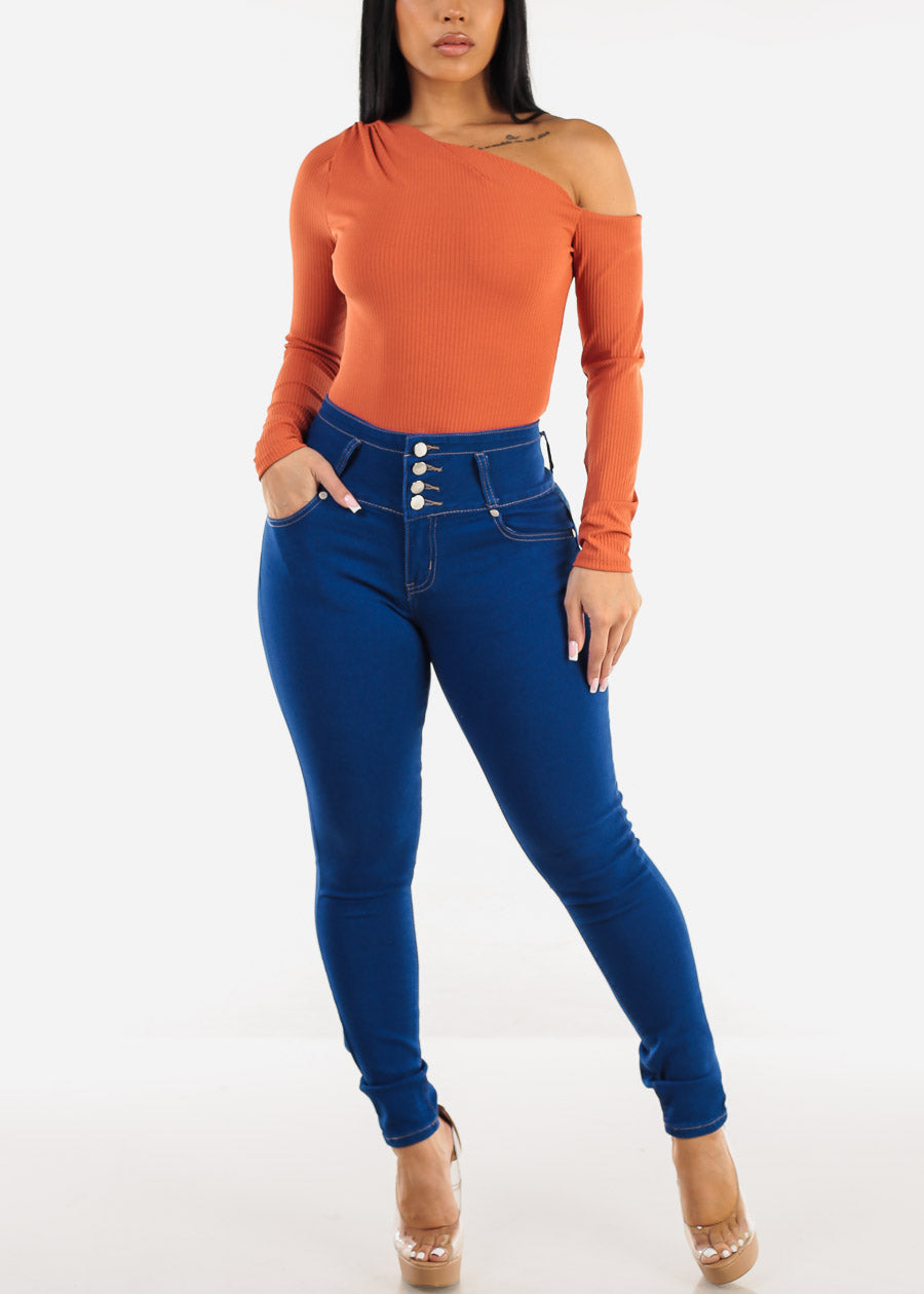 Butt Lift High Waist Royal Blue Skinny Jeans