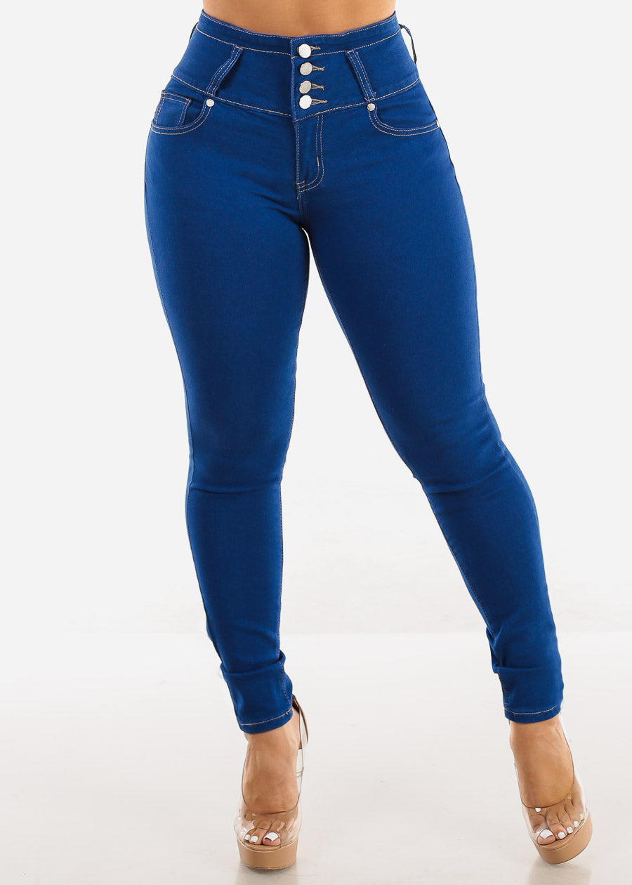 Butt Lift High Waist Royal Blue Skinny Jeans