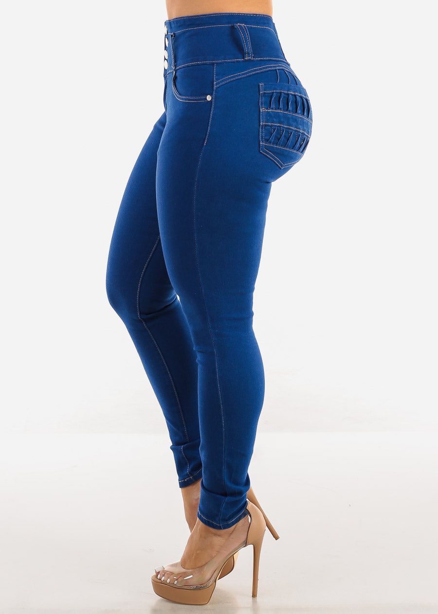 Butt Lift High Waist Royal Blue Skinny Jeans