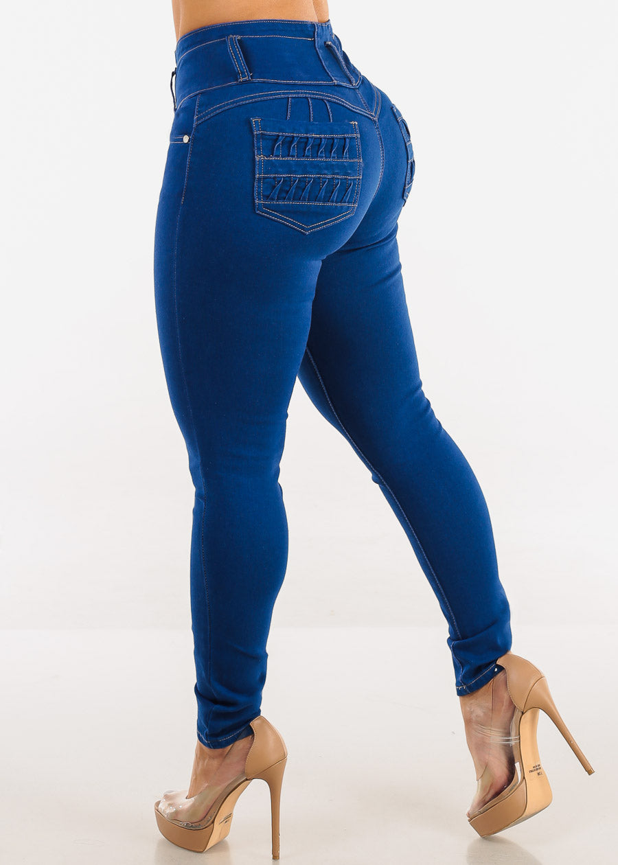 Butt Lift High Waist Royal Blue Skinny Jeans