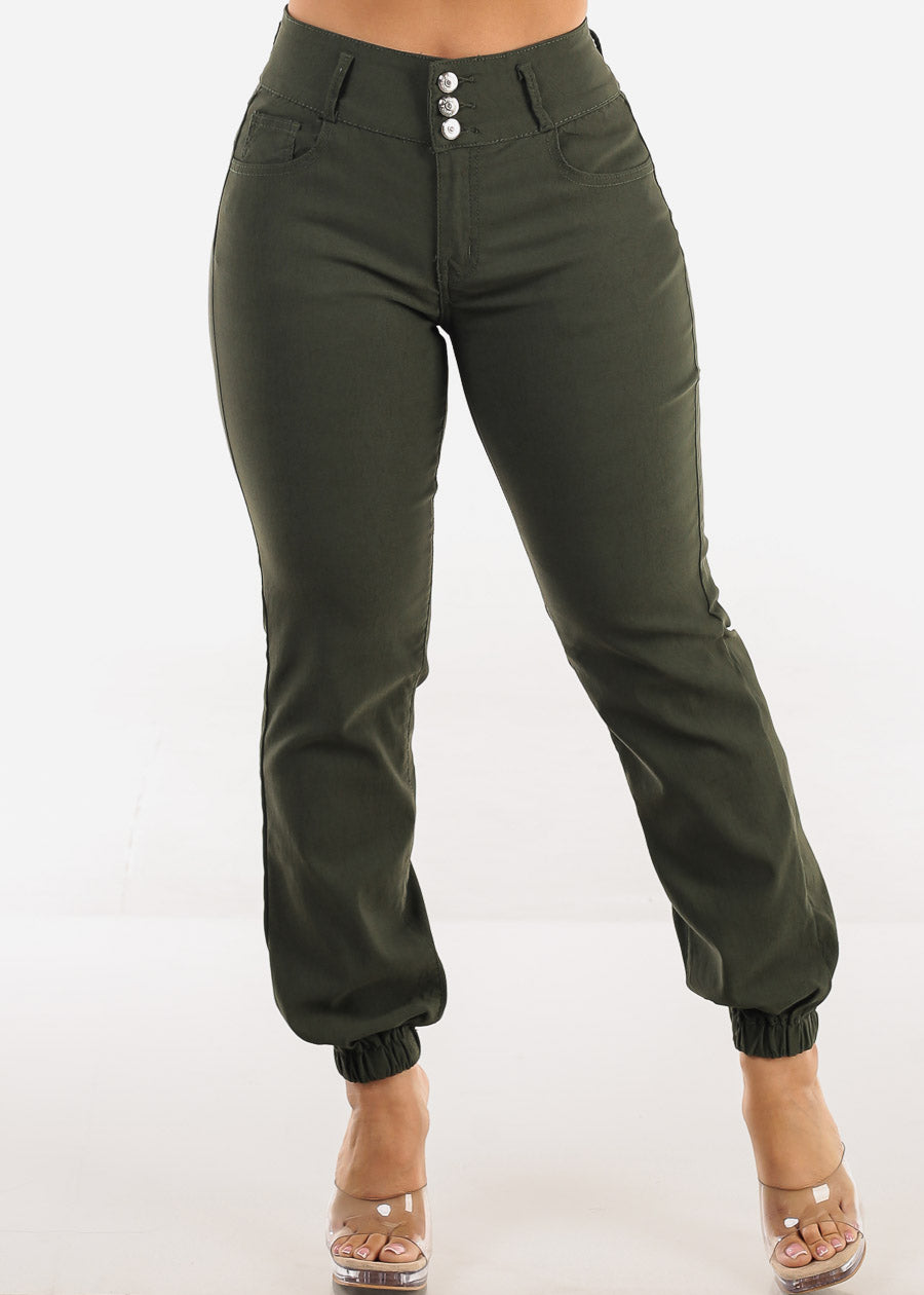 MX JEANS Butt Lift Hyper Stretch Jogger Pants Olive