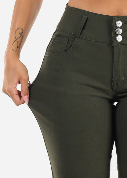 MX JEANS Butt Lift Hyper Stretch Jogger Pants Olive