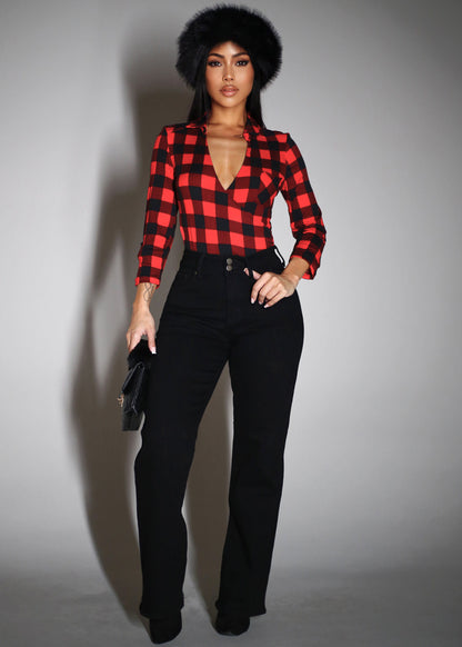 High Waisted Stretchy Wide Leg Jeans Black