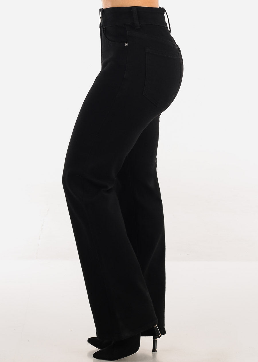 High Waisted Stretchy Wide Leg Jeans Black