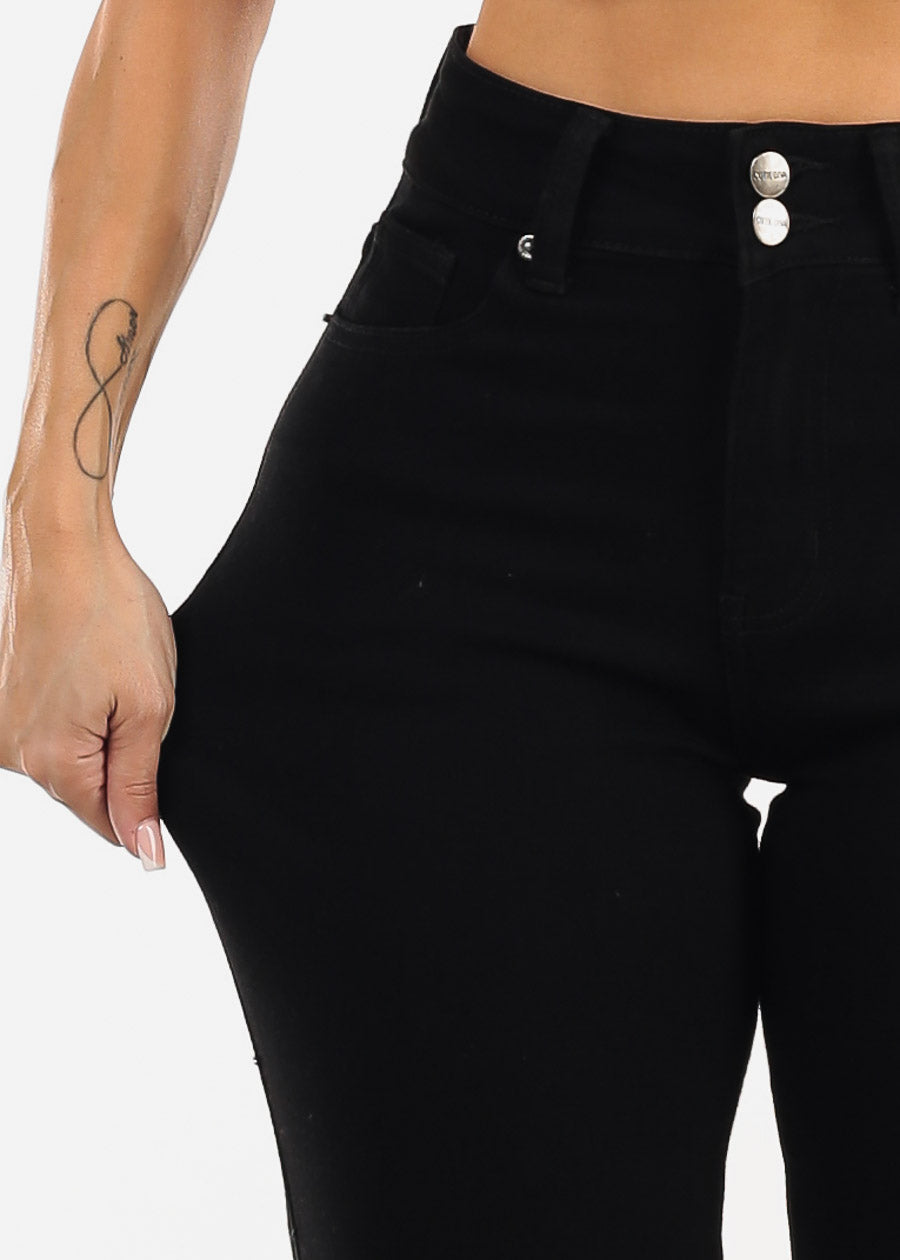 High Waisted Stretchy Wide Leg Jeans Black