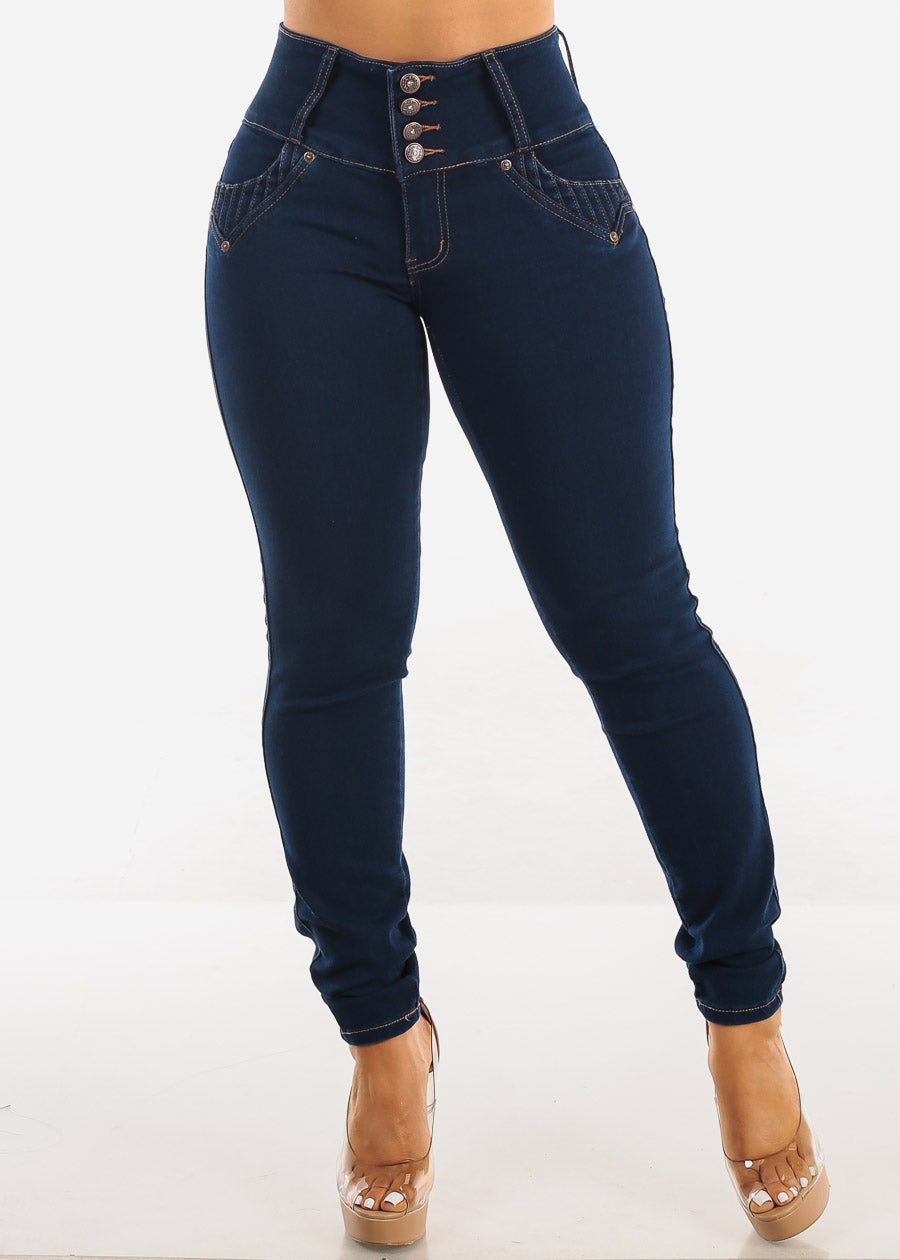 MX JEANS Butt Lift High Waist Dark Skinny Jeans