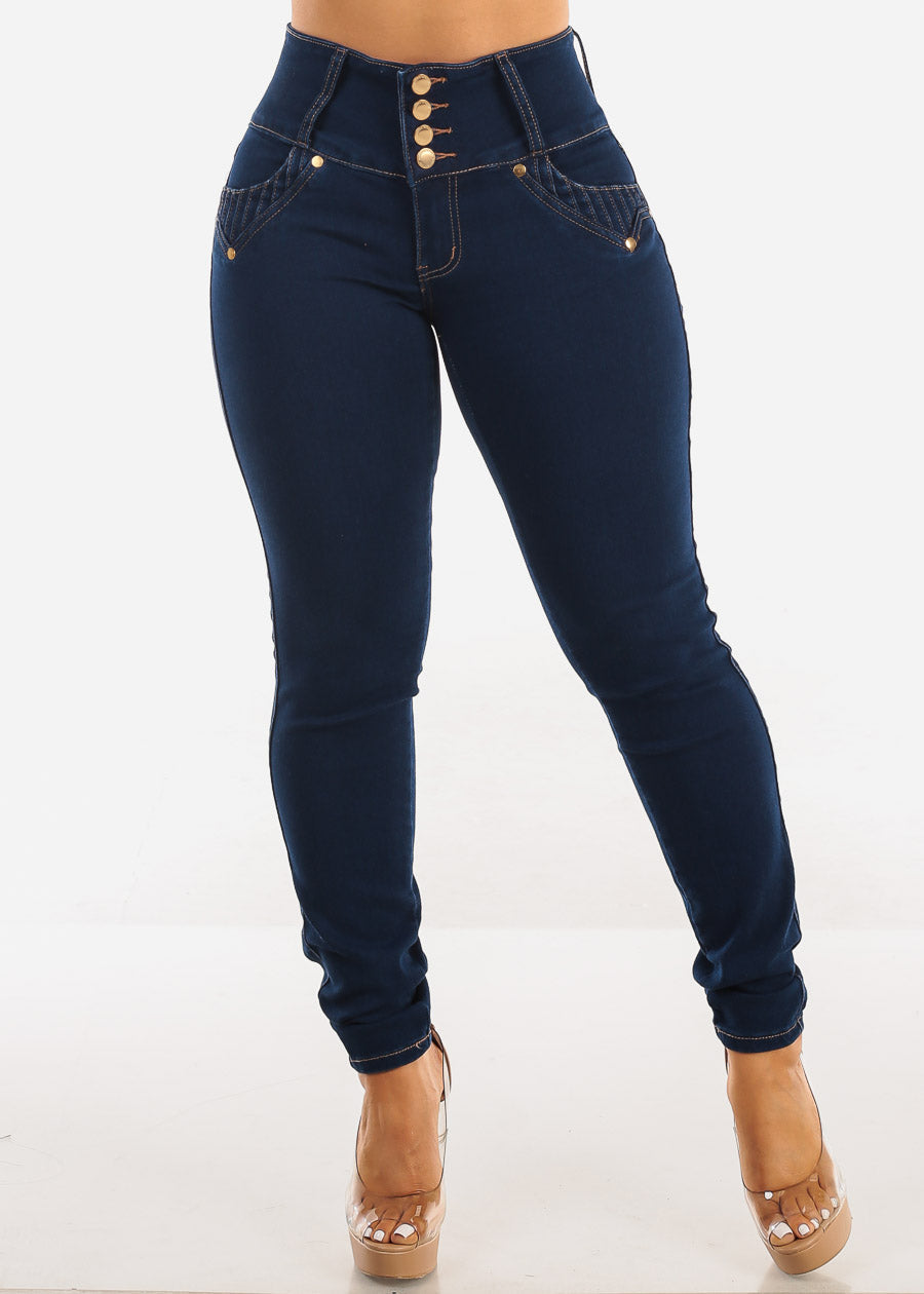 MX JEANS Butt Lift High Waist Dark Skinny Jeans, view 4 of 9