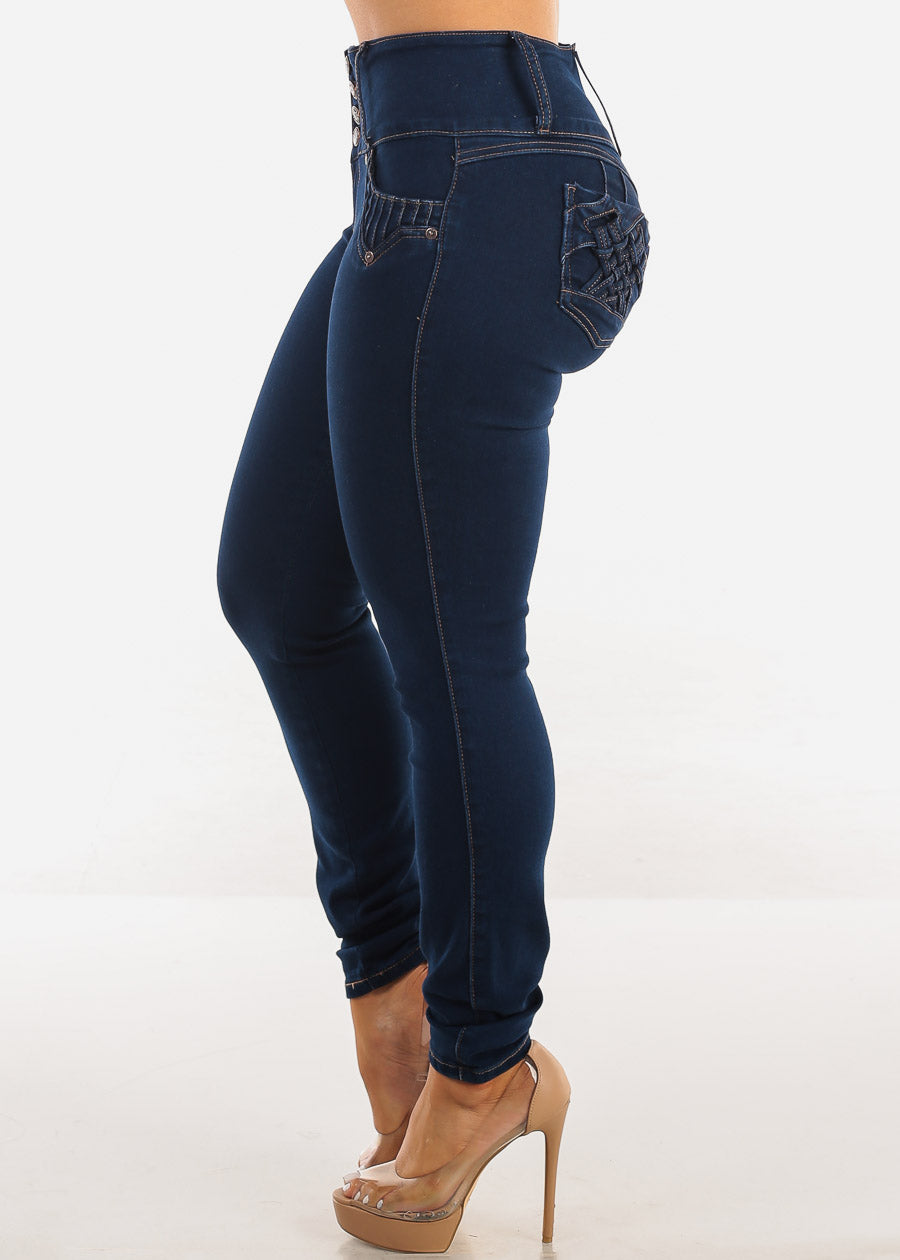 MX JEANS Butt Lift High Waist Dark Skinny Jeans