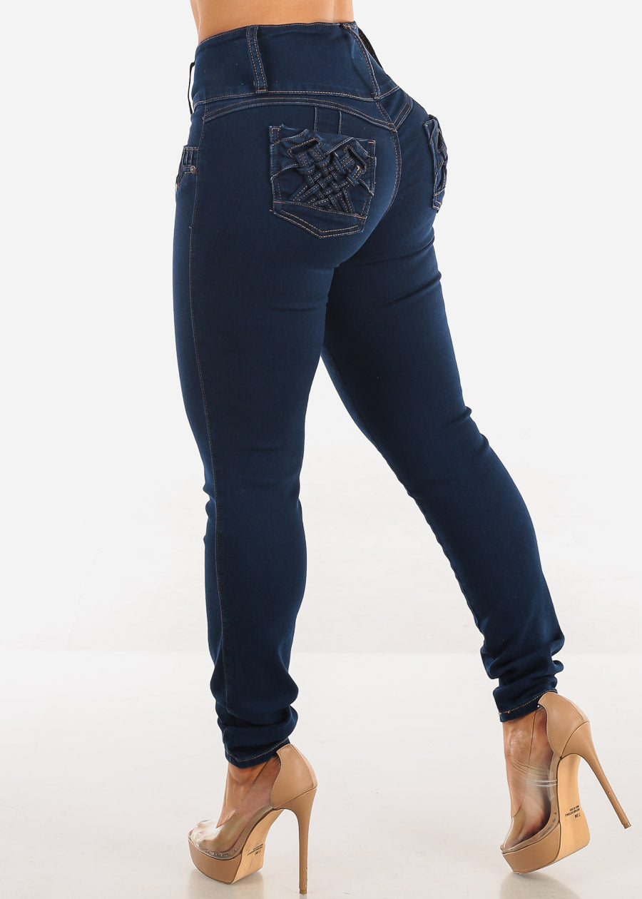 MX JEANS Butt Lift High Waist Dark Skinny Jeans