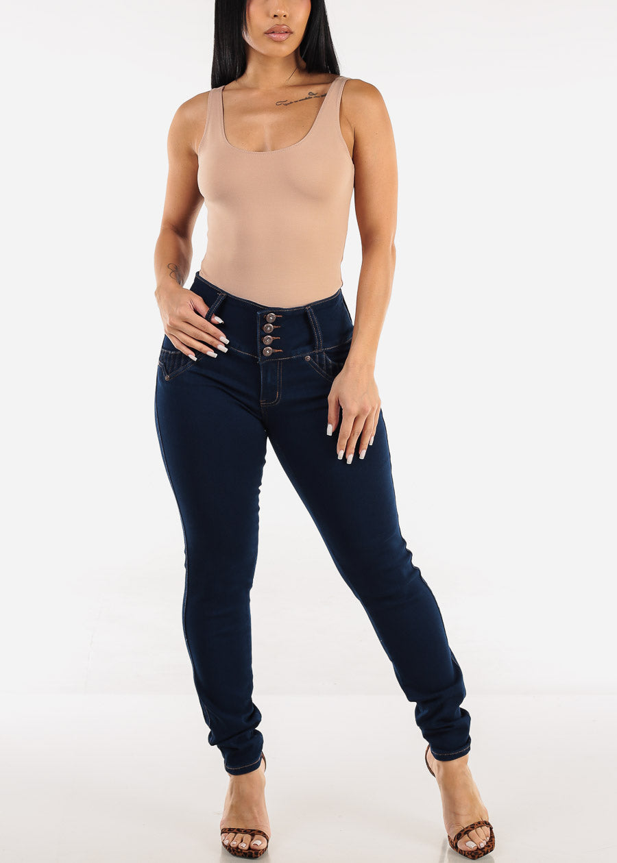 Sleeveless Scoop Neck Thong Bodysuit Nude