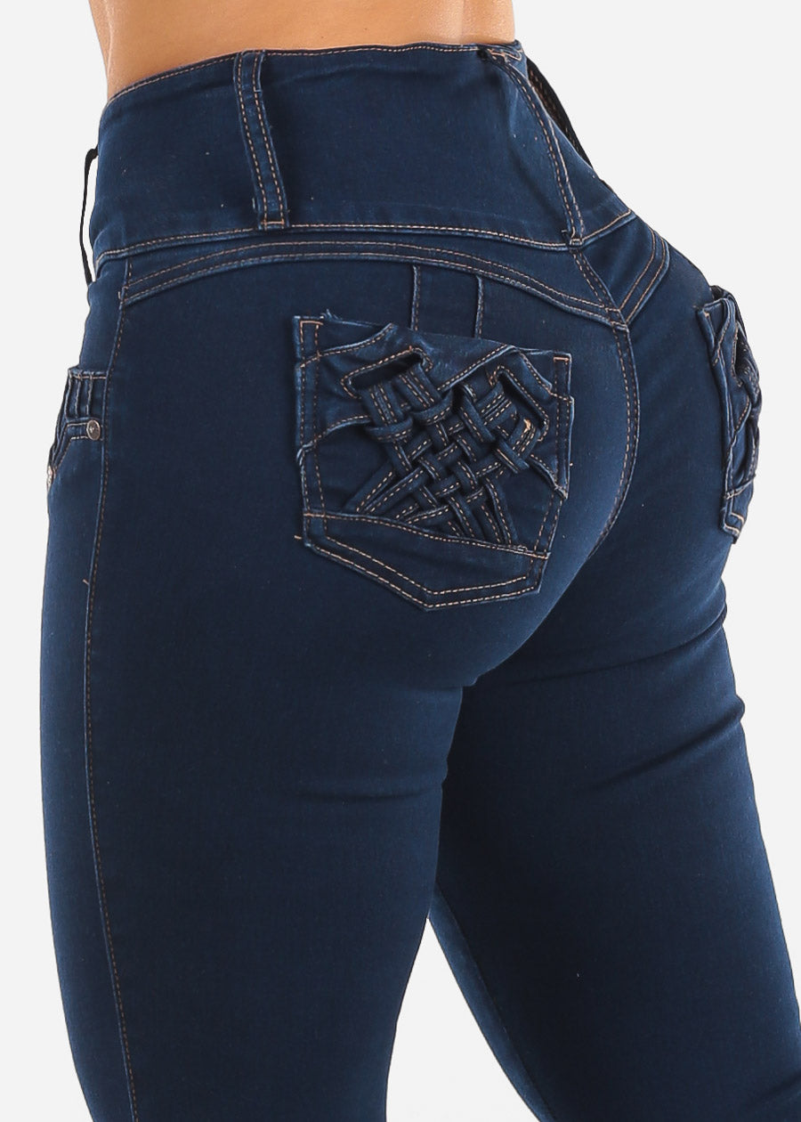 MX JEANS Butt Lift High Waist Dark Skinny Jeans