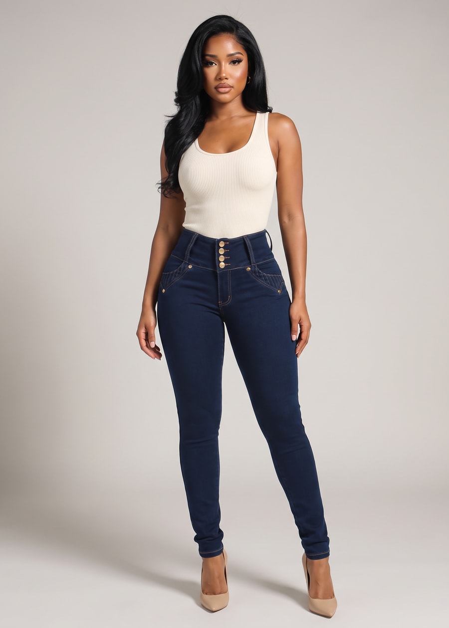 MX JEANS Butt Lift High Waist Dark Skinny Jeans, view 3 of 9