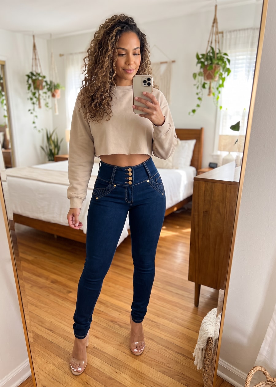 MX JEANS Butt Lift High Waist Dark Skinny Jeans, view 8 of 9