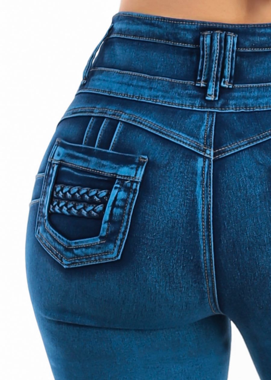 MX JEANS Butt Lift Super High Waist Stretch Denim Capris Mid Sand Wash