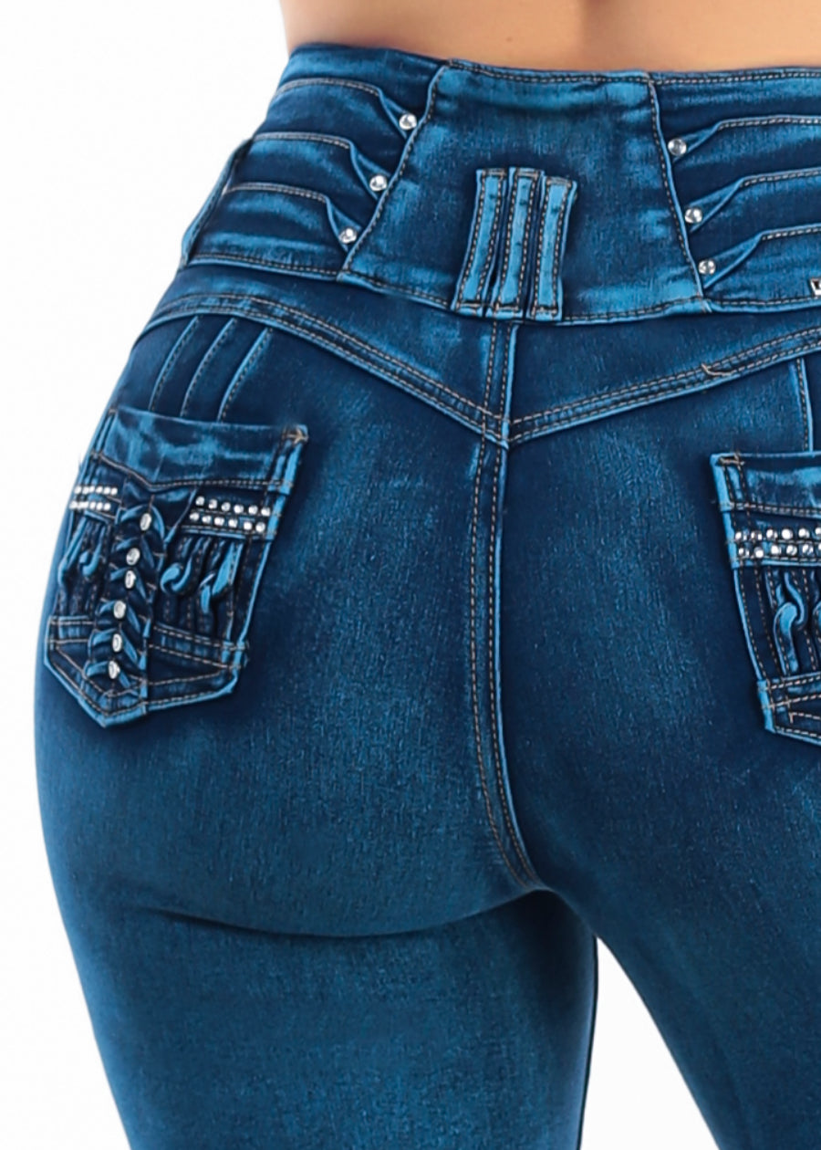 Butt Lift Super High Waisted Stretch Denim Capris Mid Sand Wash