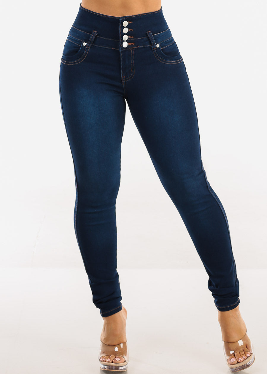 Butt Lift High Waisted Stretch Dark Skinny Jeans
