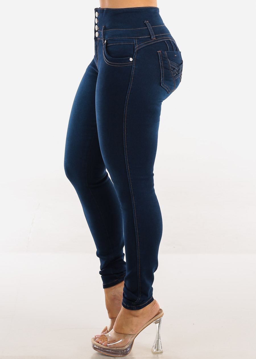 Butt Lift High Waisted Stretch Dark Skinny Jeans