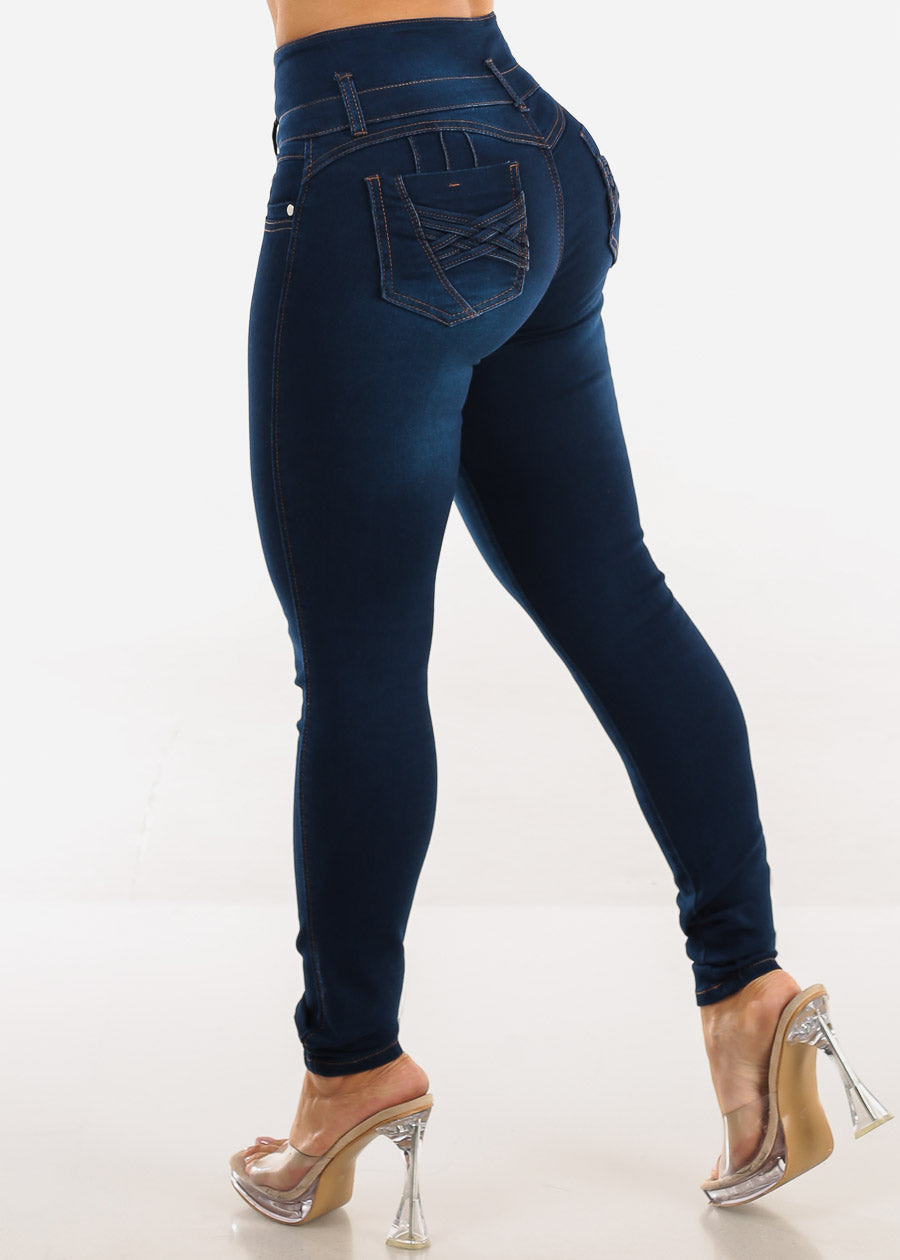 Butt Lift High Waisted Stretch Dark Skinny Jeans