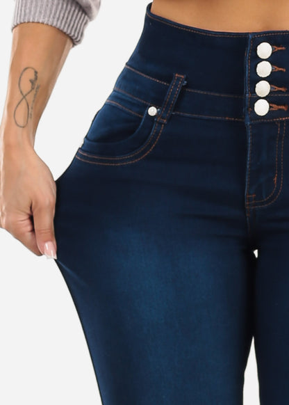 Butt Lift High Waisted Stretch Dark Skinny Jeans