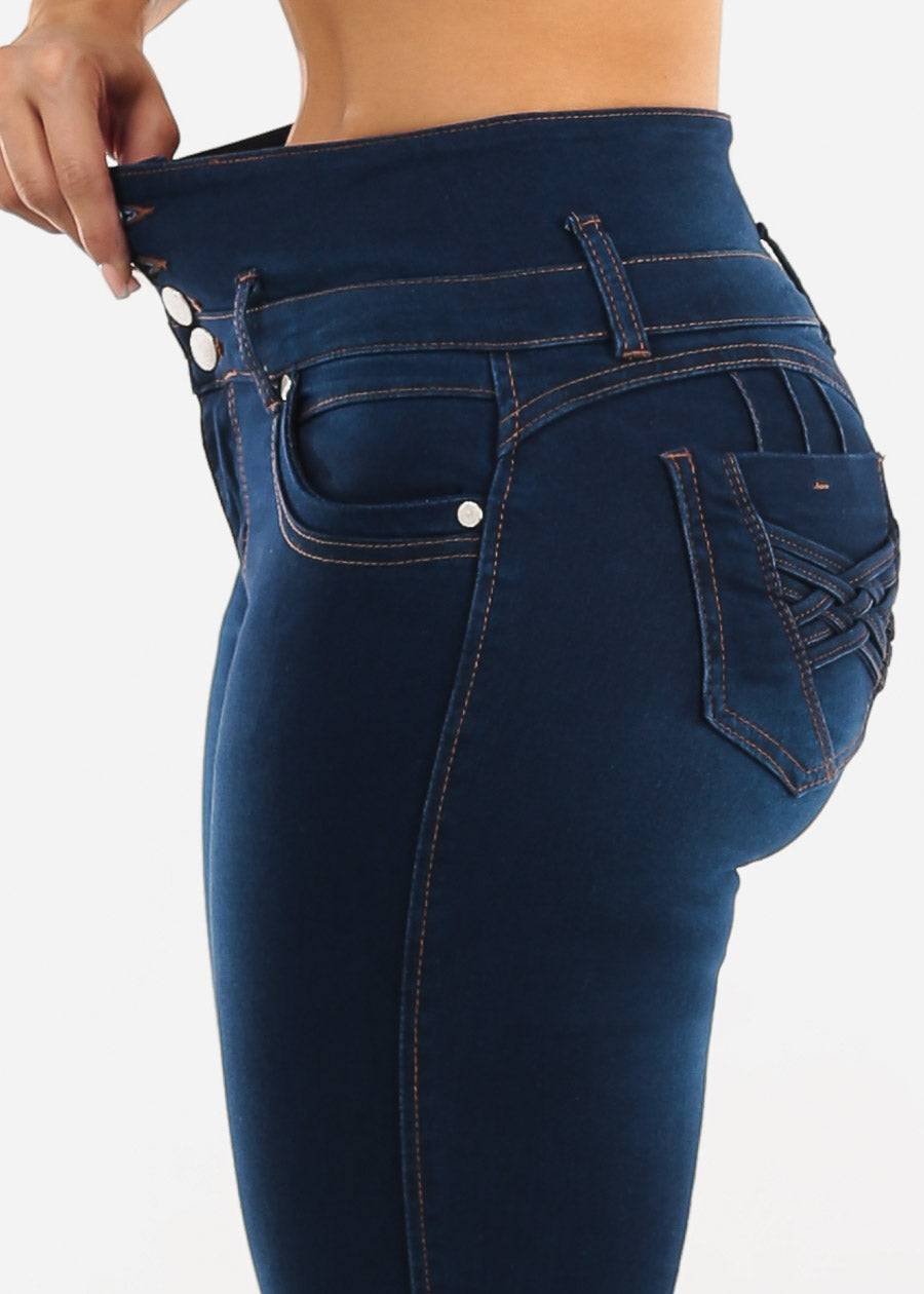 Butt Lift High Waisted Stretch Dark Skinny Jeans