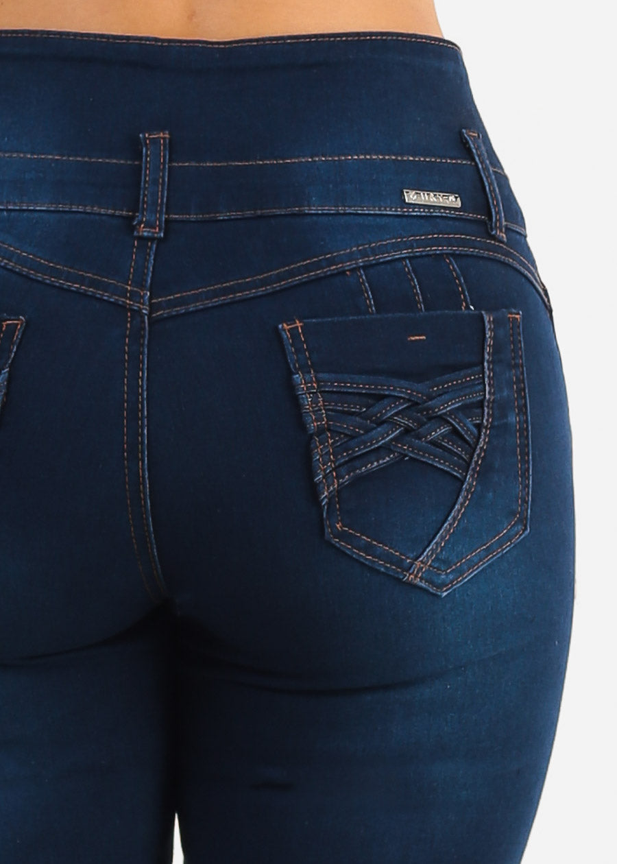 Butt Lift High Waisted Stretch Dark Skinny Jeans