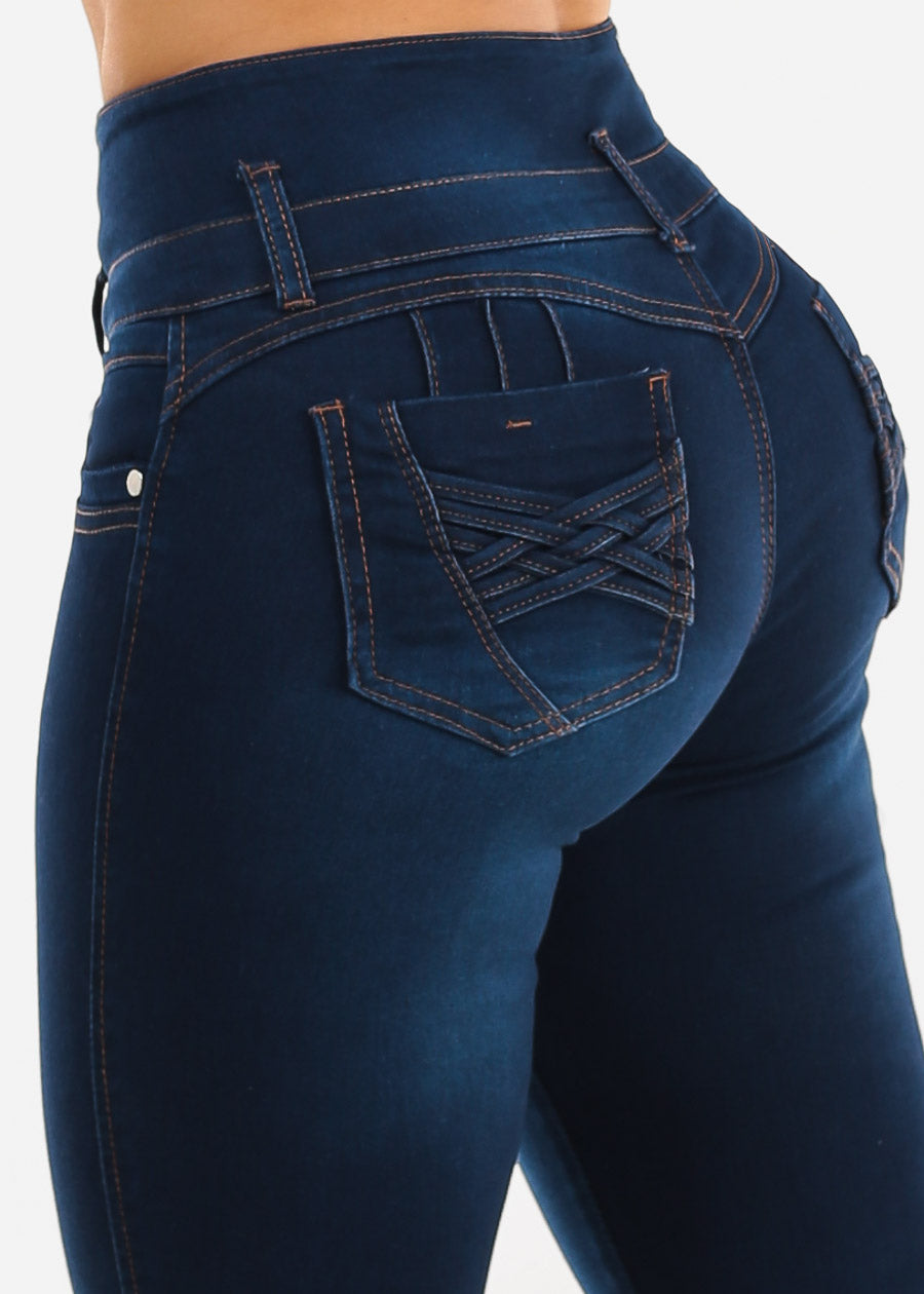 Butt Lift High Waisted Stretch Dark Skinny Jeans