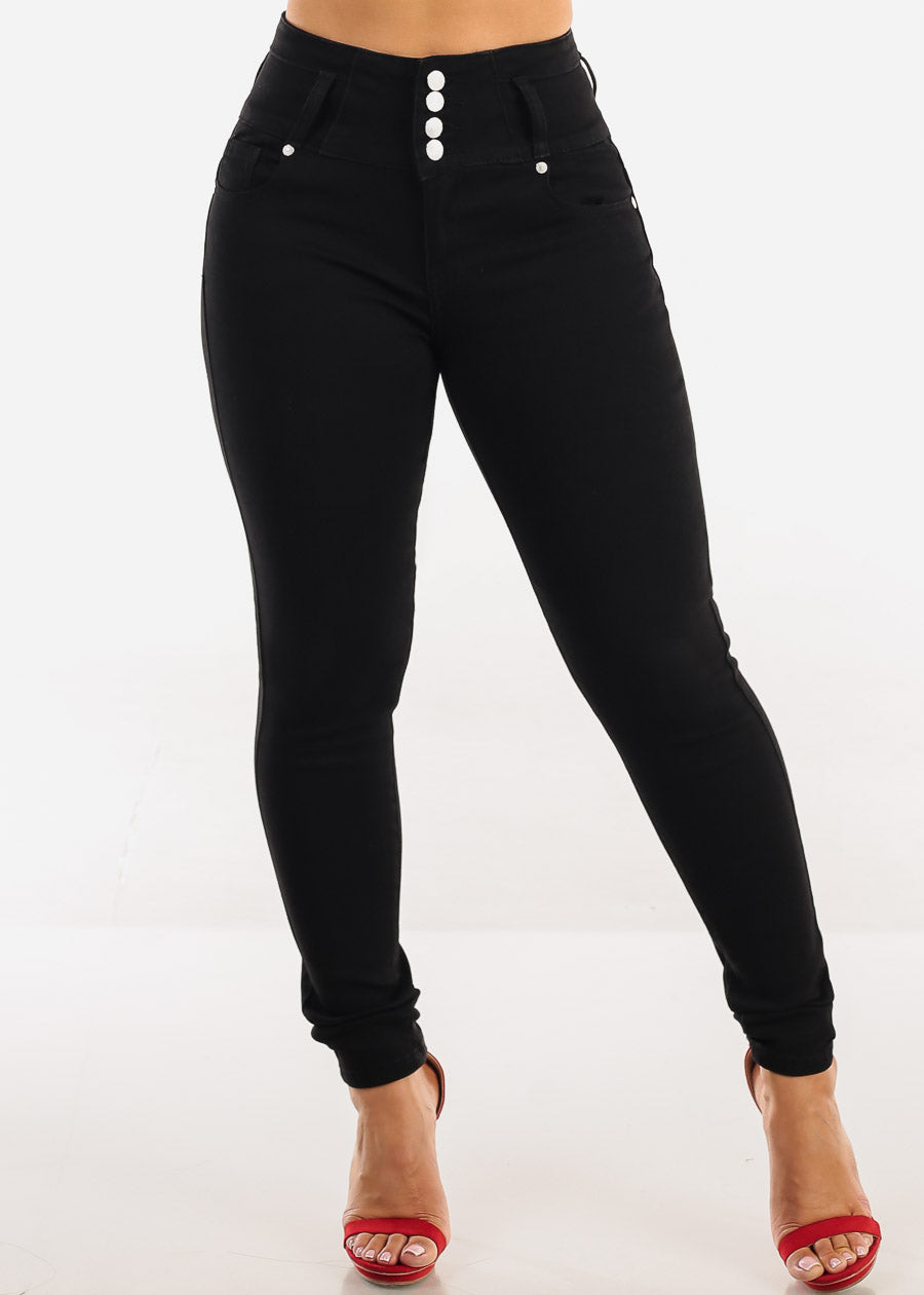 Butt Lift High Waisted Stretch Skinny Jeans Black