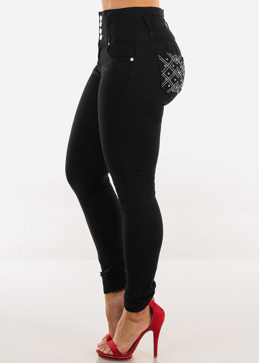 Butt Lift High Waisted Stretch Skinny Jeans Black