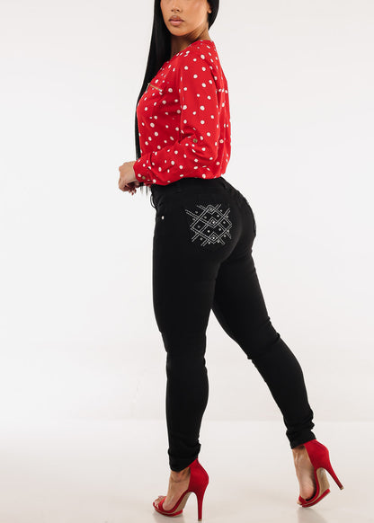 Butt Lift High Waisted Stretch Skinny Jeans Black