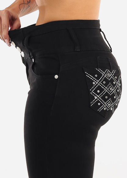 Butt Lift High Waisted Stretch Skinny Jeans Black