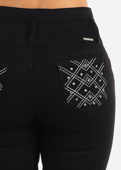 Butt Lift High Waisted Stretch Skinny Jeans Black