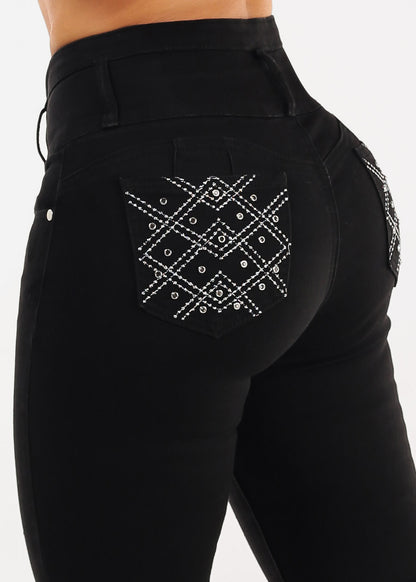 Butt Lift High Waisted Stretch Skinny Jeans Black