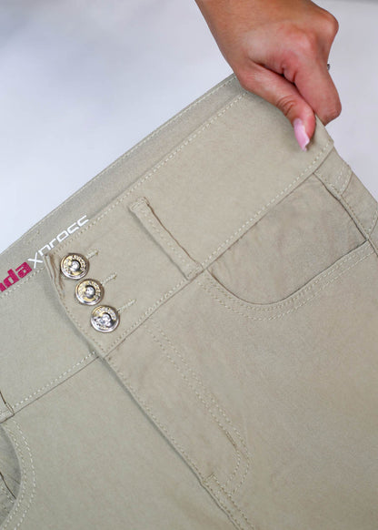 MX JEANS High Waist Butt Lift Levanta Cola Khaki Jeggings