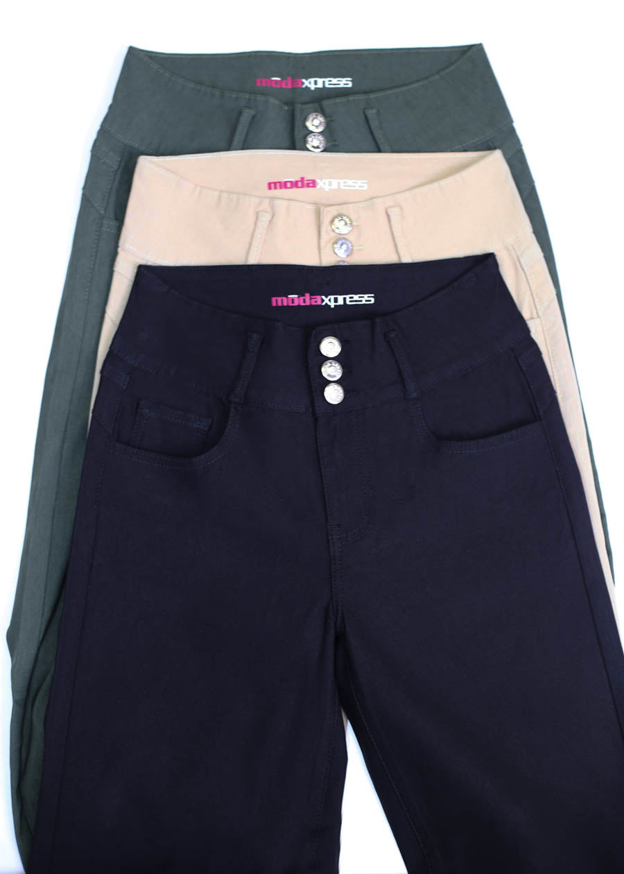 High Waist Butt Lift Levanta Cola Khaki Jeggings