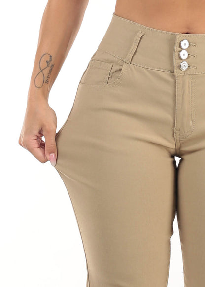 MX JEANS High Waist Butt Lift Levanta Cola Khaki Jeggings