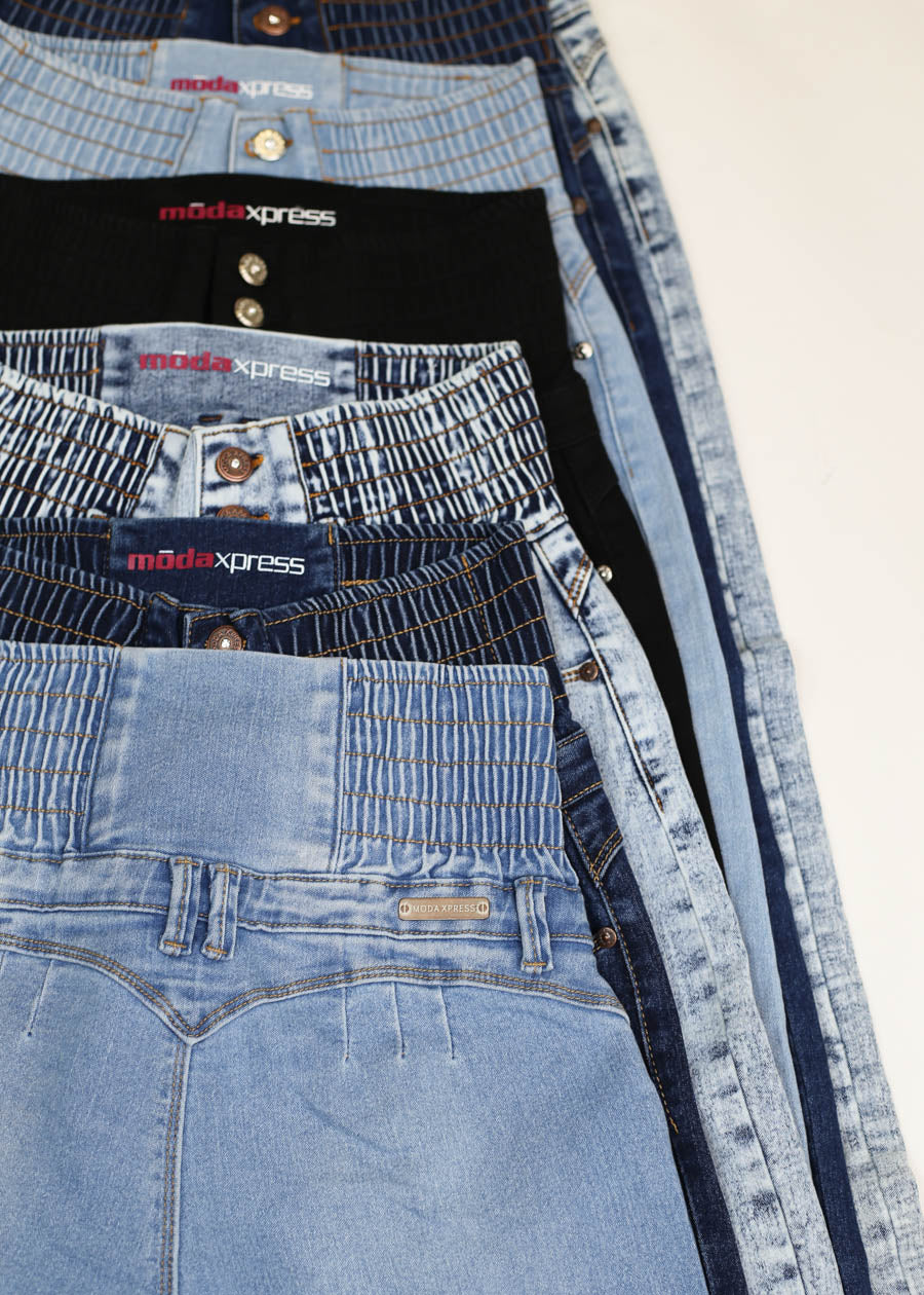 MX JEANS Acid Wash Spandex Waist Butt Lifting Skinny Jeans