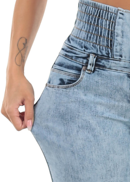 MX JEANS Acid Wash Spandex Waist Butt Lifting Skinny Jeans