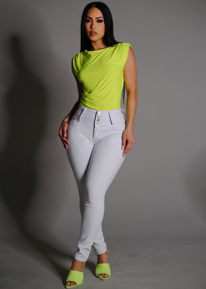 Levantacola High Waist White Skinny Jeans