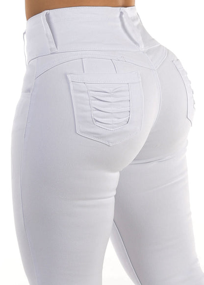 Levantacola High Waist White Skinny Jeans