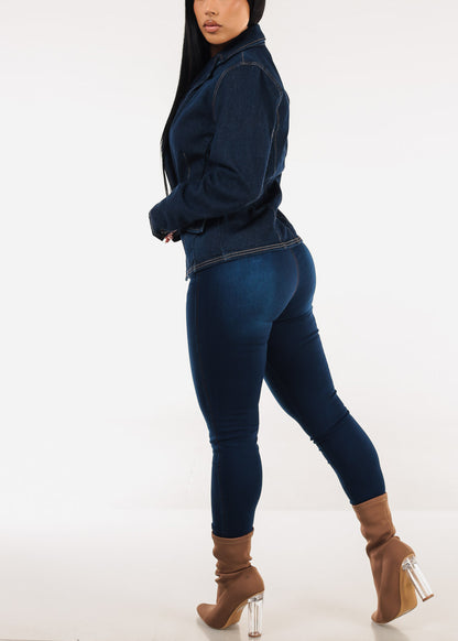 Butt Lift High Waist Stretch Skinny Jeans Dark Blue