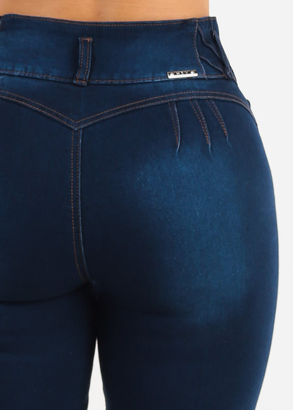 Butt Lift High Waist Stretch Skinny Jeans Dark Blue