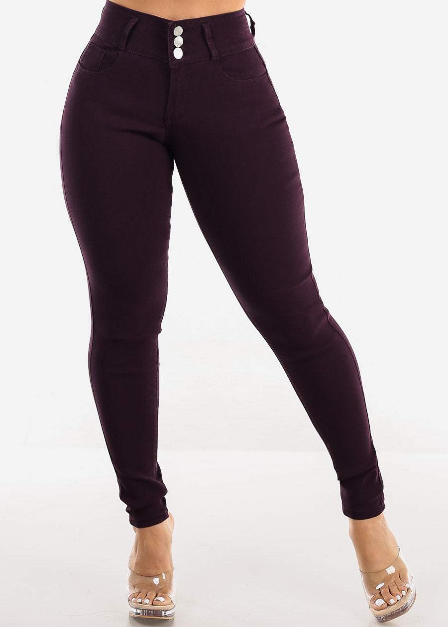 High Waist Butt Lift Levanta Cola Dark Purple Jeggings